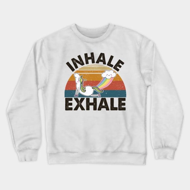 Unicorn Inhale Exhale Crewneck Sweatshirt by jonetressie